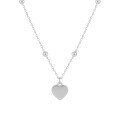 wholesale S925 Sterling Silver 165 Smooth Surface Heart Pendant Necklace for Women, Minimalist Ins Style Bead-Accented Chain Collarbone Chain-0-4