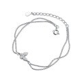 wholesale S925 silver double-layer diamond-inlaid butterfly light bead bracelet for women, chic Korean-style fashionable accessory S3816-0-4