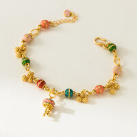 wholesale S925 Silver New Chinese Style Exquisite and Unique Designer Colored Lantern Rattle Drum Bracelet S7800-S925 Silver Bracelet 925 Silver