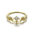 wholesale 925 Sterling Silver Gold Plated Minimalist Floral Crown Natural White Topaz Ring for Women, New Style-0-4