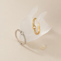 wholesale S925 Silver Summer Minimalist Geometric Circle Row Diamond Ring Korean Style Elegant Silver Jewelry Ring J9184-0-1