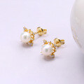 wholesale [925 Sterling Silver] Duli Christmas Limited Edition New Arrival Natural Freshwater Pearl Snowflake Starlight Stud Earrings for Women Wholesale and Distribution-0-3