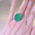 wholesale S925 silver new high-ice green chalcedony 15*20mm large cabochon agate ring for women-0-3