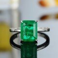 wholesale Sterling Silver 4ct Simulated Diamond Emerald Eternity Band Ring 8*10mm, Popular in Europe and America-0-5