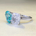 wholesale S925 Sterling Silver New 7*11mm Imported High-Carbon Diamond Paraiba Ring for Women,-0-1