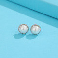 wholesale S925 Sterling Silver New Women's Stud Earrings Simple Pearl Inlaid Earrings Fashion Elegant Cross-Border Jewelry Factory Wholesale-0-2