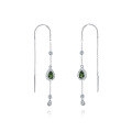 wholesale 925 silver inlaid gemstone earrings with a sense of design, luxury, and sophistication—Natural Diopside Earrings, Flourish Collection-0-4