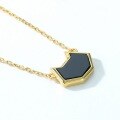 wholesale 925 Silver Plated with 10K Gold, Japanese Korean Cute Style Black Onyx Small Black Cat Geometric Cat Pendant Necklace for Women Wholesale-0-2