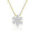 wholesale 18K Gold, Platinum, Lab-Grown Diamond Floral Pendant Necklace, AU750, Dainty and Fresh Women's Style-0-4
