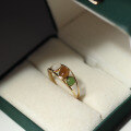 wholesale S925 silver and gold-plated natural Hetian jade multi-gem wide open ring fashion stackable ring-0-5