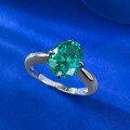 wholesale S925 Silver New Simulated Emerald 8*10 Oval Ring for Women, Simple Engagement Ring by Mujing Jewelry-0-3