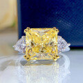 wholesale S925 Silver New High Carbon Diamond 5 Carat Square Cushion Cut Yellow Pink Simulated Diamond Ring for Women-0-5