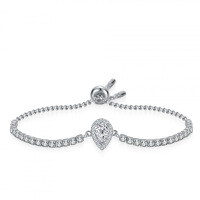 925 Silver Moissanite Teardrop Pear Simple Women's Bracelet Live Factory Direct-2 carats (set with zircon)  925 silver
