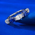 wholesale S925 silver jewelry oval 4*6 white diamond mixed-color tanzanite pave ring for womenins-0-1