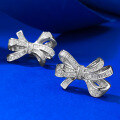 wholesale S925 Sterling Silver Jewelry New Bow Earrings European and American Retro Style with Step-Cut Stone Earrings for Women-0-3