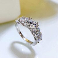 S925 Sterling Silver D Color Moissanite Ring, Sparkling Starry Design-Galaxy Diamond Ring  5.5 USD