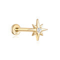 wholesale 14K Gold Flat Back Helix Ear Stud with Diamond Moon Flower-0-16