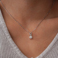 Sterling Silver 1-Carat Moissanite Pendant Necklace for Women, Classic Four-Prong Setting, Factory Direct Dropshipping-0-1