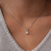 Sterling Silver 1-Carat Moissanite Pendant Necklace for Women, Classic Four-Prong Setting, Factory Direct Dropshipping-Chain (empty setting)  925 silver
