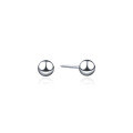 wholesale 999 sterling silver stud earrings for women, minimalist luxury design with 3mm round beads, solid silver jewelry, niche accessory-0-4