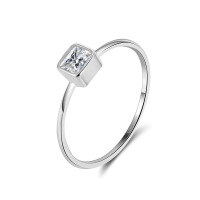 wholesale 925 Sterling Silver Geometric Zircon Jewelry For Women-Size US 7 925 Sterling Silver Platinum 5A Princess Cut Zircon 0.90g 925 Sterling Silver