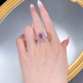 wholesale S925 Silver Red Corundum Oval Ruby Ring for Women,-0-3