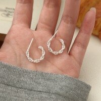 wholesale S925 sterling silver twisted geometric earrings for women, minimalist bohemian luxury, unique and delicate small fresh style ear accessories-Sterling silver