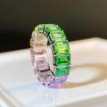wholesale S925 Sterling Silver Rainbow Stacking Ring for Women with 5A Zirconia Pagoda Emerald Cut in Rainbow Colors for Cross-Border Wholesale in Europe and America-0-2