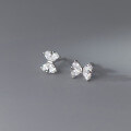 wholesale S925 sterling silver diamond-encrusted bow earrings, fresh and sweet, petite and elegant, women's earrings M03637-0-3