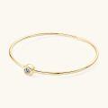 Sterling Silver Bezel-Set Round Zircon Hamsa Open Bangle-0-8