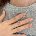 wholesale S925 Sterling Silver Colored Slim Waist Multi-Layer Circle Pendant Necklace, Sweet Niche Design Through Train Collarbone Chain-0-2