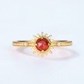 wholesale S925 Silver Gold-Plated Japanese Retro Style Mozambique Garnet Sunflower Ring for Women, Light Luxury Small Adjustable Ring-0-1