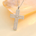 wholesale S925 Silver Cross Necklace Moissanite Pendant Simple Accessories Cross-Border Hot Selling Ready for Wholesale-0-2
