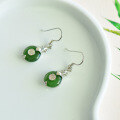 wholesale Pure silver certificate cheongsam Hanfu jade earrings, new Chinese-style earrings, Fu character pipa peace buckle Hetian jasper ear pendants-0-2