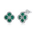 wholesale S925 Sterling Silver Korean-style Light Luxury Earrings with Advanced Zircon and Mother-of-Pearl Inlay, Fashionable Clover Minimalist Design Earrings-0-9