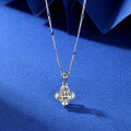 wholesale S925 Silver Four-Leaf Clover Moissanite Zirconia Minimalist Pendant Necklace-0-0