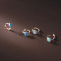 wholesale S925 Silver, Korean-style Round Synthetic Colorful Opal Ear Clasps, Summer Elegant Small Earrings M00470-0-1