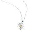 925 Sterling Silver Daisy Necklace, Unisex Simple Daily Wear Ins Style-0-3