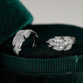 S925 Sterling Silver Moissanite Leaf Maple Hip Hop Luxury Inlaid Unisex Earrings-0-1