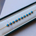 wholesale 18k gold-plated sterling silver natural turquoise bead bracelet with a simple and stylish design, versatile for women-0-0