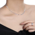 wholesale S925 Sterling Silver 571 Beaded Snake Bone Double Layer Necklace for Women, Minimalist Style, Indie Original, Elegant, Ins High-End Collarbone Chain-0-2