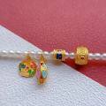 wholesale S925 ancient silver gold-plated fittings, enamel Prajna five-color wealth deity pendant, tiliu lucky bead, spacer bead, barrel bead for DIY-0-2