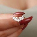 wholesale S925 Sterling Silver Red Elk Square Diamond V-Shaped Ring for Women, Ice Cube Small Unique Design Trendy Fashion Minimalist Luxury Band-0-0