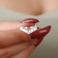 wholesale S925 Sterling Silver Red Elk Square Diamond V-Shaped Ring for Women, Ice Cube Small Unique Design Trendy Fashion Minimalist Luxury Band-BZ0757-White Gold US Size 6