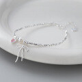 wholesale S925 silver pink bow heart pearl crushed silver chain trendy jewelry for women S7137-0-2