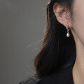 wholesale S925 Sterling Silver Small Fresh Pearl Polygon Ear Clasp Temperament Ins Style High-End Earrings M04697-0-1