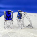wholesale S925 Silver New European and American 4-Carat Blue-White Zircon Ear Studs for Women, Cross-Border Wish Best-Seller-0-1