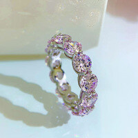 wholesale S925 Sterling Silver New Style Zircon 5mm Full Diamond European and American Fashion Wholesale Ring for Women-R310 Pink No. 5