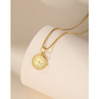 wholesale 999 Sterling Silver 520 WatchClock Necklace for Women, Small and Minimalist, Luxury High-End Feel, Xiaohongshu Viral Collarbone Chain-Gold pendant (without chain)  999 silver