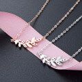 wholesale S925 Sterling Silver Korean Fashion Minimalist Student Necklace for Women, Inlaid with Diamond Creative Fresh Leaf Collarbone Pendant Wholesale-0-2